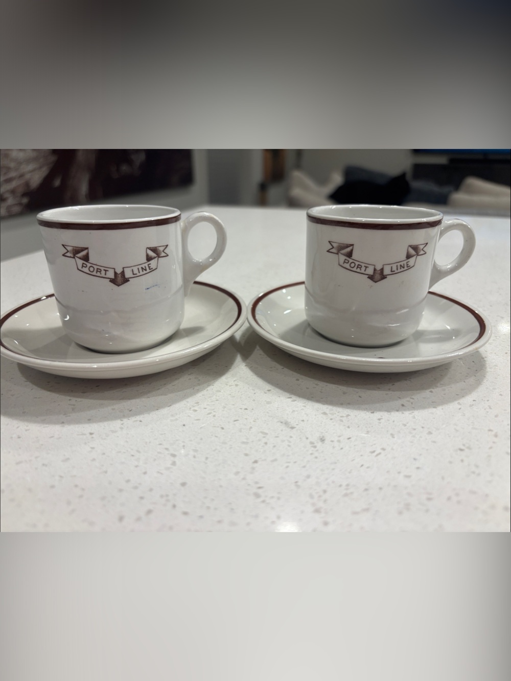 Vintage Furnivals Port Line Steamship Demitasse Cup & Saucer Set of 2 England